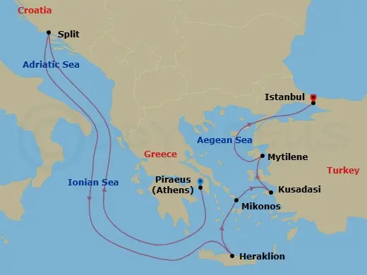 Itinerary schematic diagram