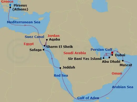Itinerary schematic diagram