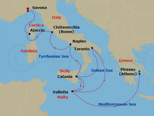 Itinerary schematic diagram