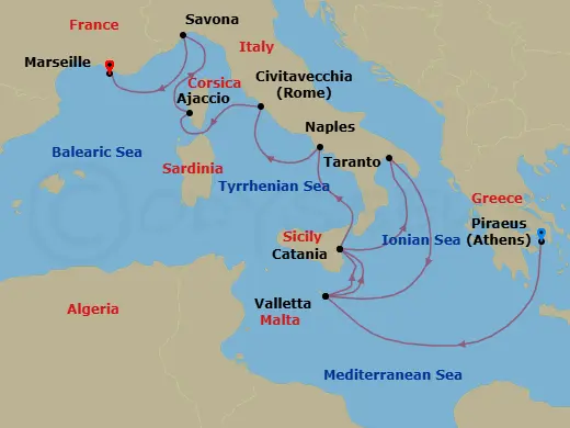Itinerary schematic diagram