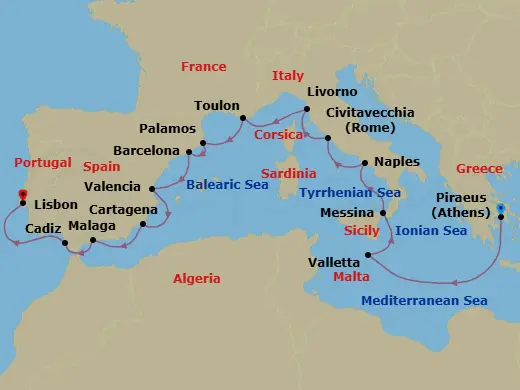 Itinerary schematic diagram