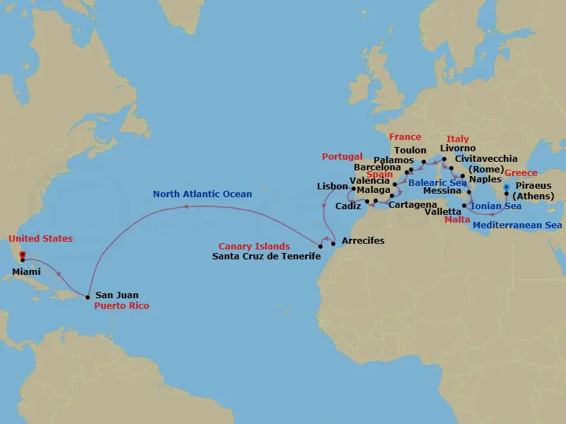 Itinerary schematic diagram