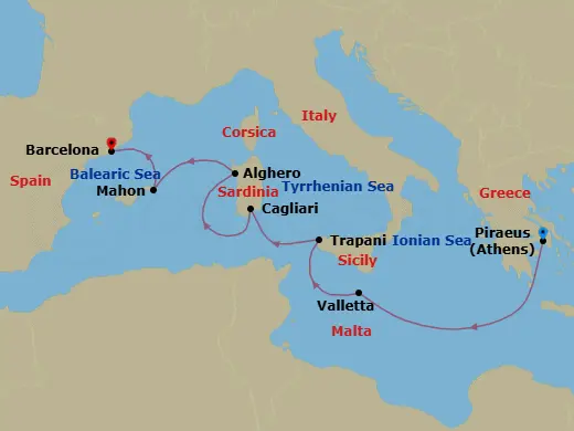 Itinerary schematic diagram