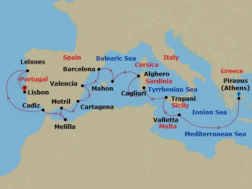 Itinerary schematic diagram