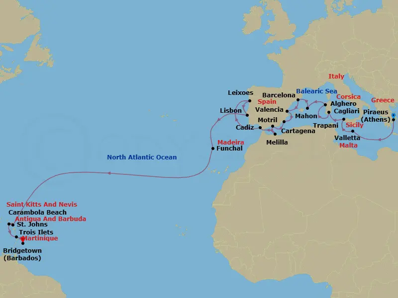 Itinerary schematic diagram
