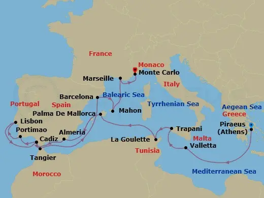 Itinerary schematic diagram