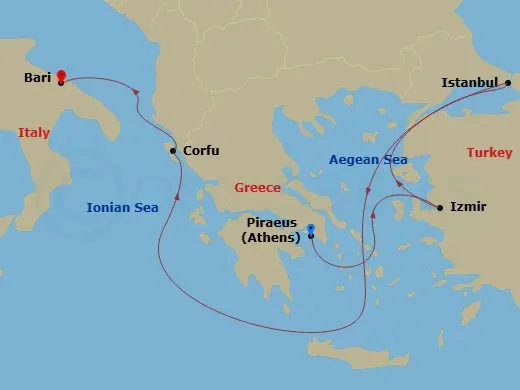 Itinerary schematic diagram