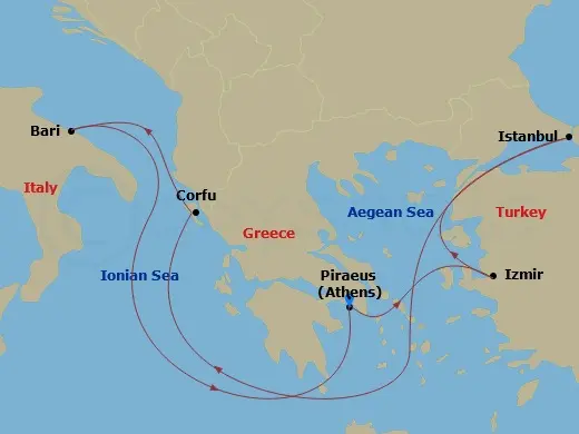 Itinerary schematic diagram