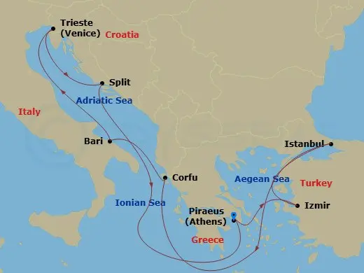 Itinerary schematic diagram