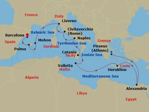 Itinerary schematic diagram