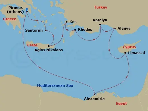 Itinerary schematic diagram