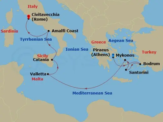 Itinerary schematic diagram