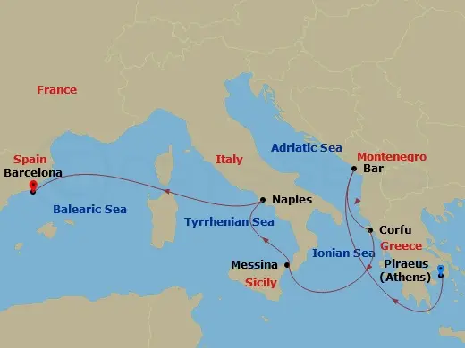 Itinerary schematic diagram