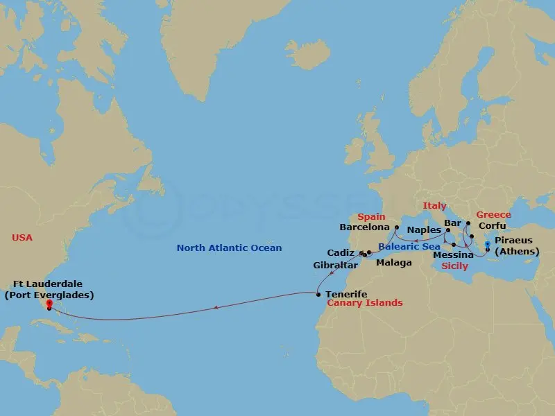 Itinerary schematic diagram