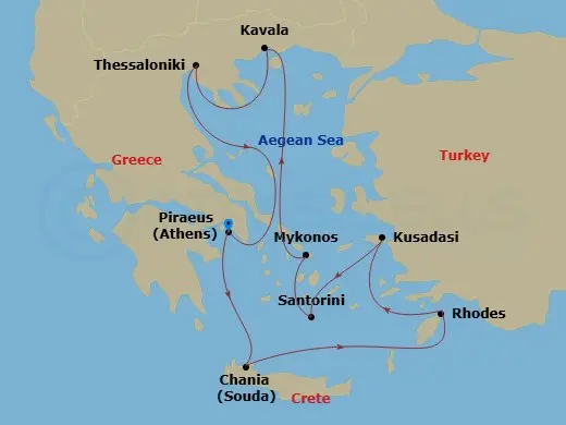 Itinerary schematic diagram