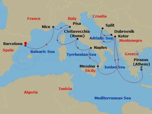 Itinerary schematic diagram