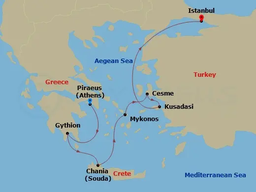 Itinerary schematic diagram