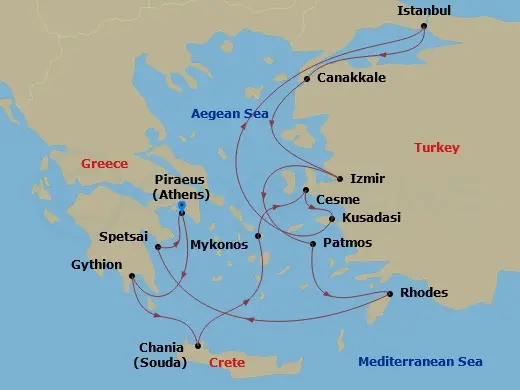 Itinerary schematic diagram