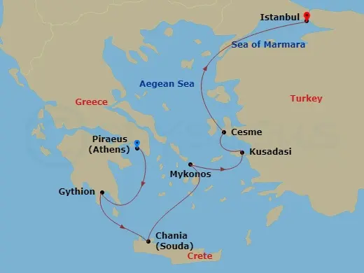 Itinerary schematic diagram