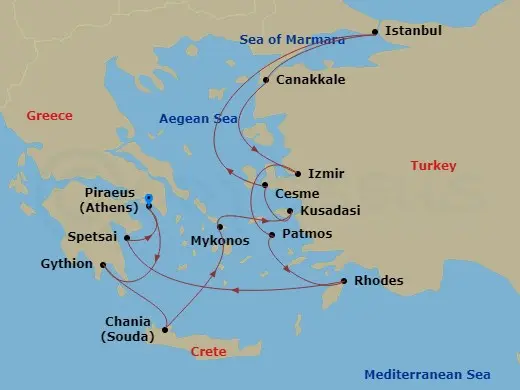 Itinerary schematic diagram