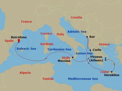 Itinerary schematic diagram