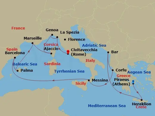 Itinerary schematic diagram