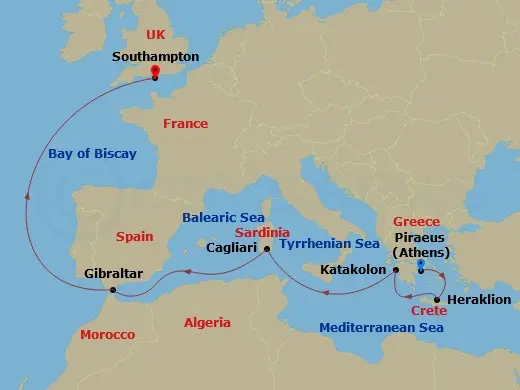 Itinerary schematic diagram