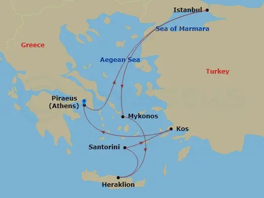 Itinerary schematic diagram