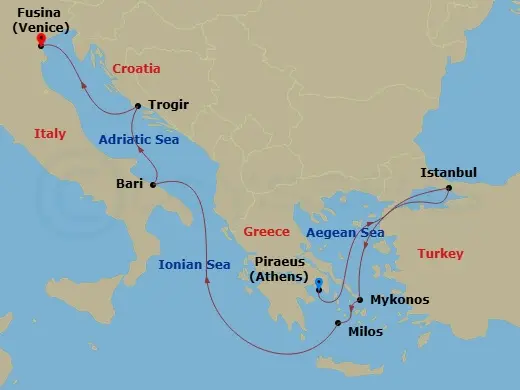 Itinerary schematic diagram