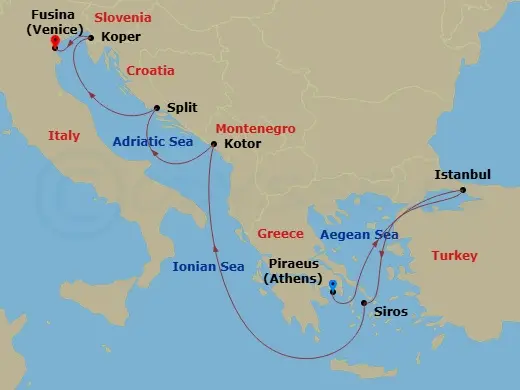 Itinerary schematic diagram