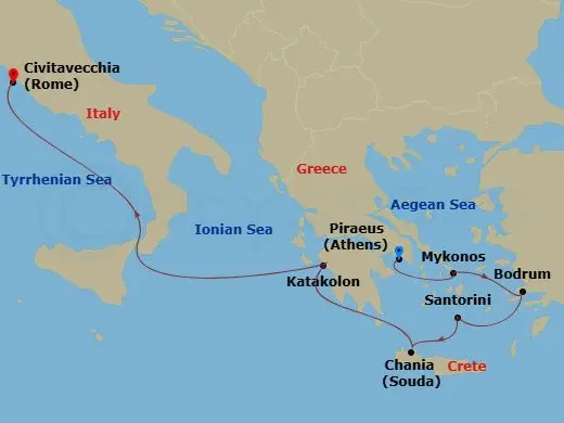 Itinerary schematic diagram