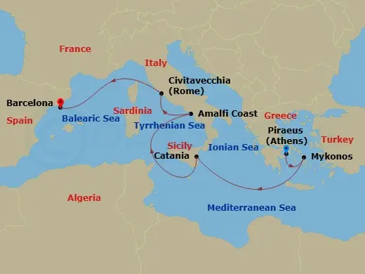 Itinerary schematic diagram