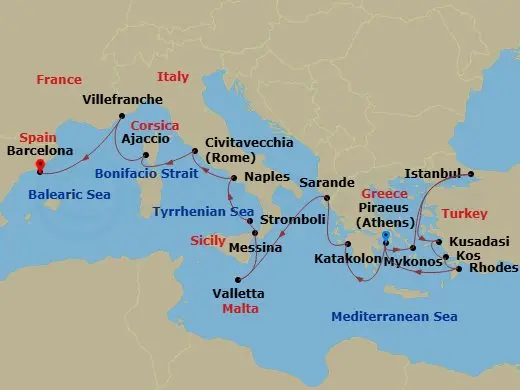 Itinerary schematic diagram