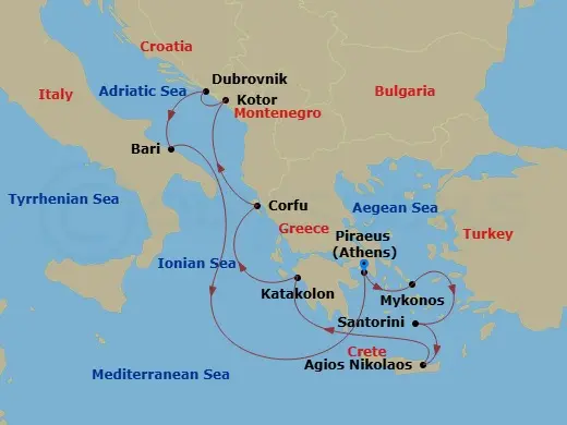 Itinerary schematic diagram