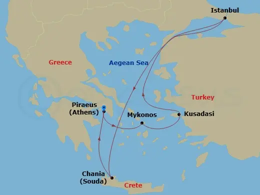 Itinerary schematic diagram
