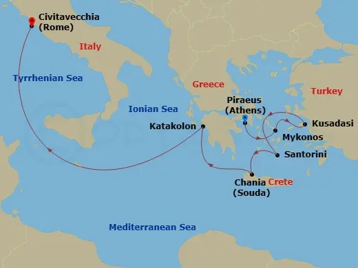 Itinerary schematic diagram