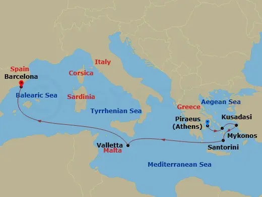 Itinerary schematic diagram