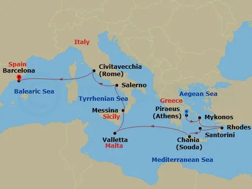 Itinerary schematic diagram