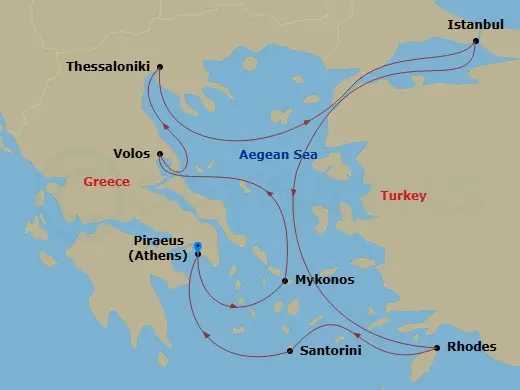 Itinerary schematic diagram