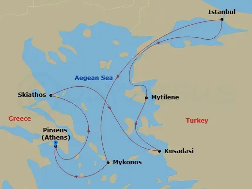 Itinerary schematic diagram
