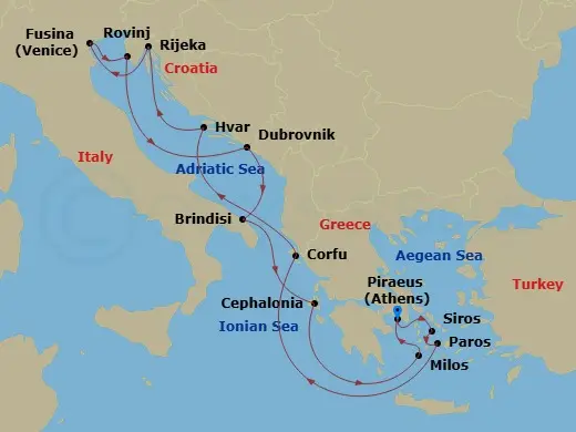 Itinerary schematic diagram