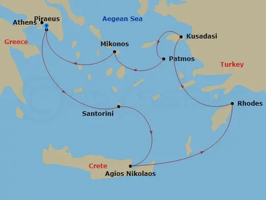 Itinerary schematic diagram
