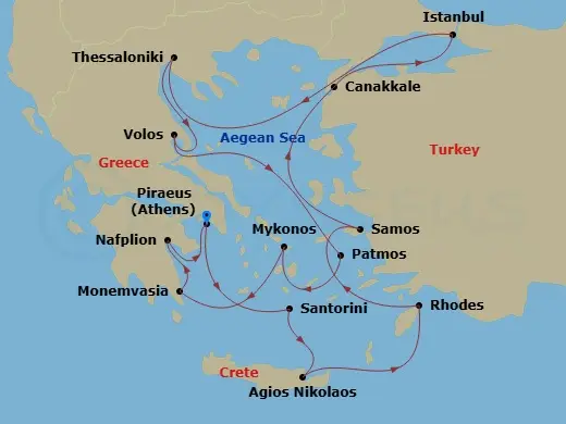 Itinerary schematic diagram