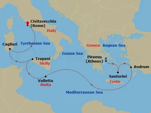 Itinerary schematic diagram