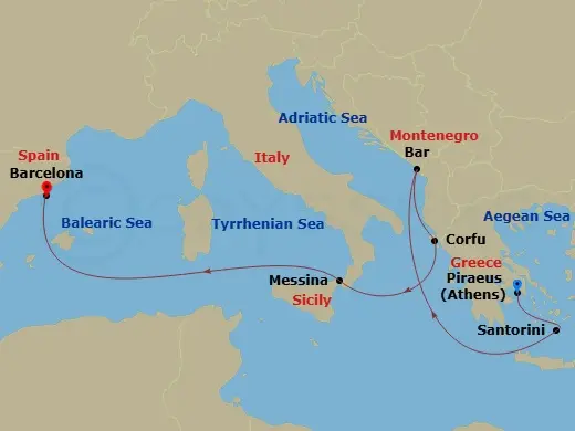 Itinerary schematic diagram