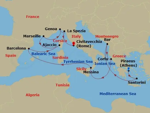 Itinerary schematic diagram