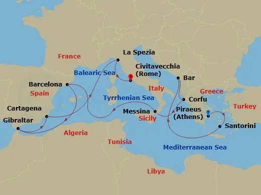 Itinerary schematic diagram