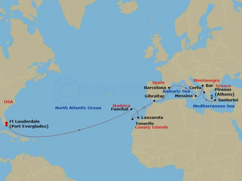 Itinerary schematic diagram