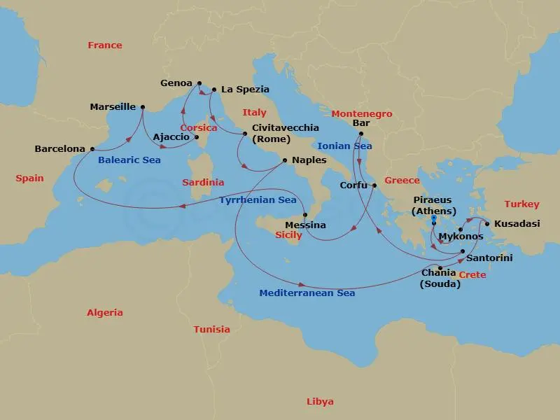 Itinerary schematic diagram