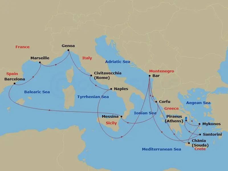 Itinerary schematic diagram
